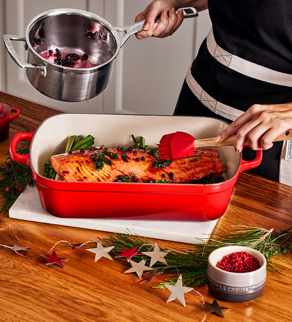 Sticky Cranberry and Juniper Glazed Salmon